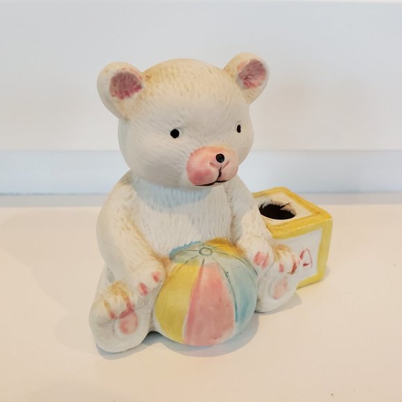 Teddy Bear Planter, Retro Nursery Decor, Baby Shower Gift, Bear Decor, Figurine - Picture 5 of 6